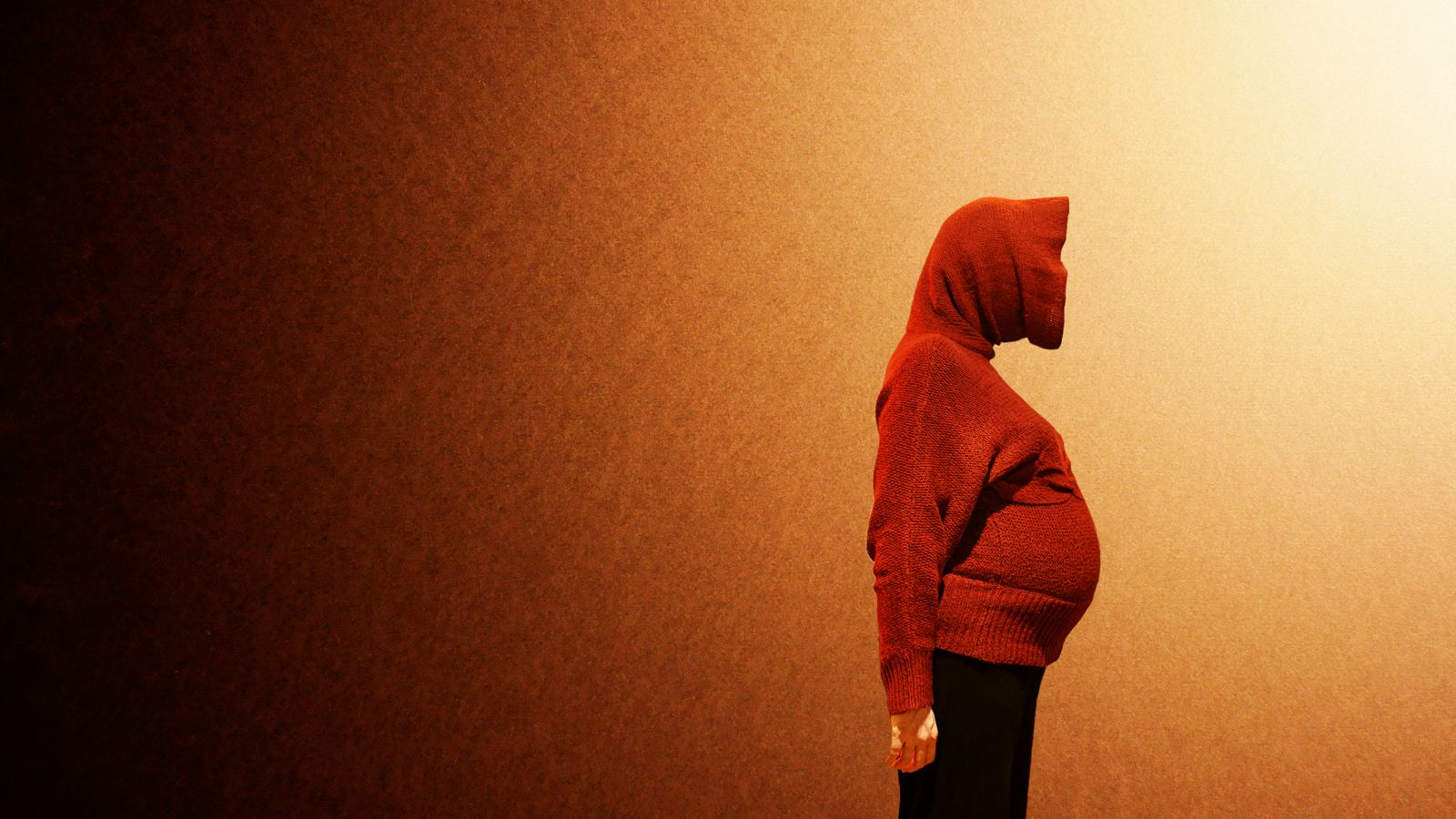 Loin de la photo de grossesse classique, on s'interroge sur la nature du modèle. Extra-terrestre, femme enceinte, elle est fermement tournée vers l'avenir.