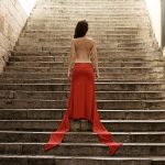 Red dress in the stairway III